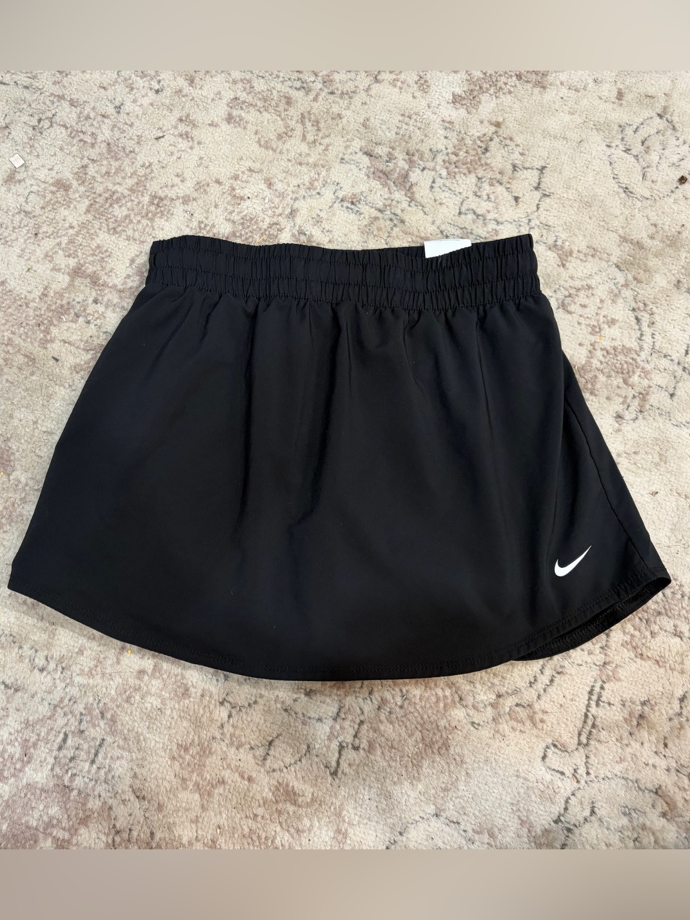 Nike Women's Black Athletic Shorts with White Swoosh